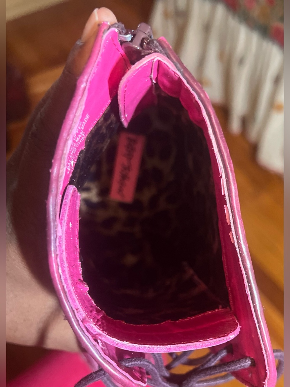 💗 Betsey Johnson Metallic Plum Leather Lace-Up Platform Pumps 👠 - Picture 6 of 8